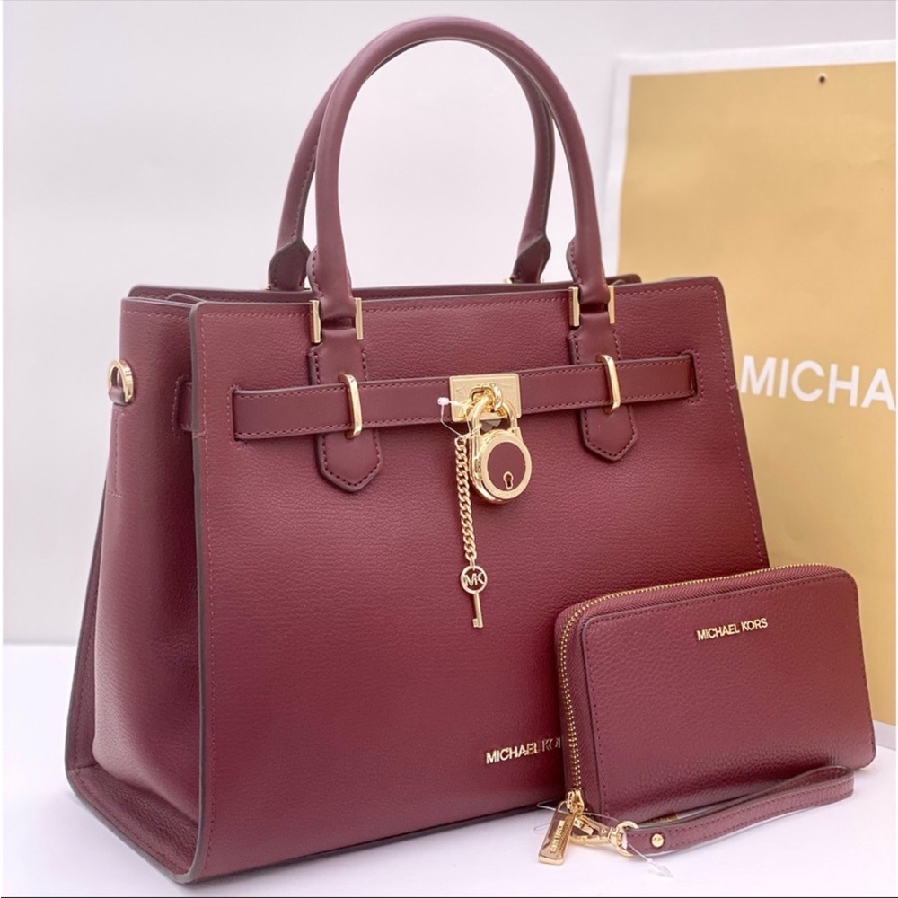 New Michael Kors Hamilton Meidum Satchel
Shoulder Crossbody Bag and Wallet Set - Picture 3 of 15